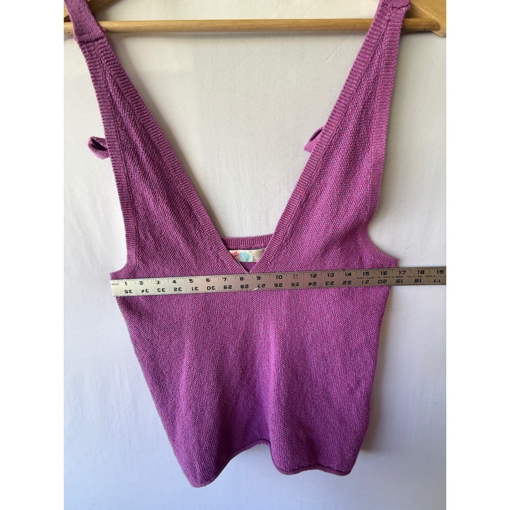 Free People Beach Purple Knit V-Neck Tie Shoulder Sweater Tank Top‎ Small - Picture 5 of 7